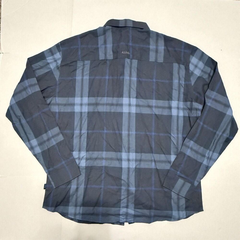 Kühl Fugitive Men’s 2XL Soft Flannel Button Up Blue Plaid Shirt Long Sleeve - Picture 12 of 13
